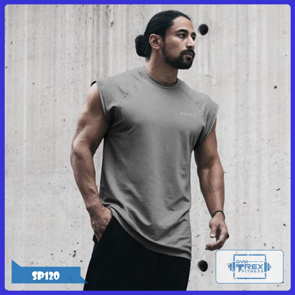 Áo tanktop tập gym ALPHA SP120, Áo ba lỗ gym thun cotton [Gym T-Rex]